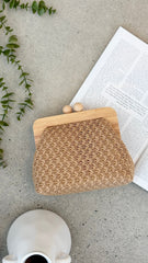Nelly Weave Timber Clutch - Natural