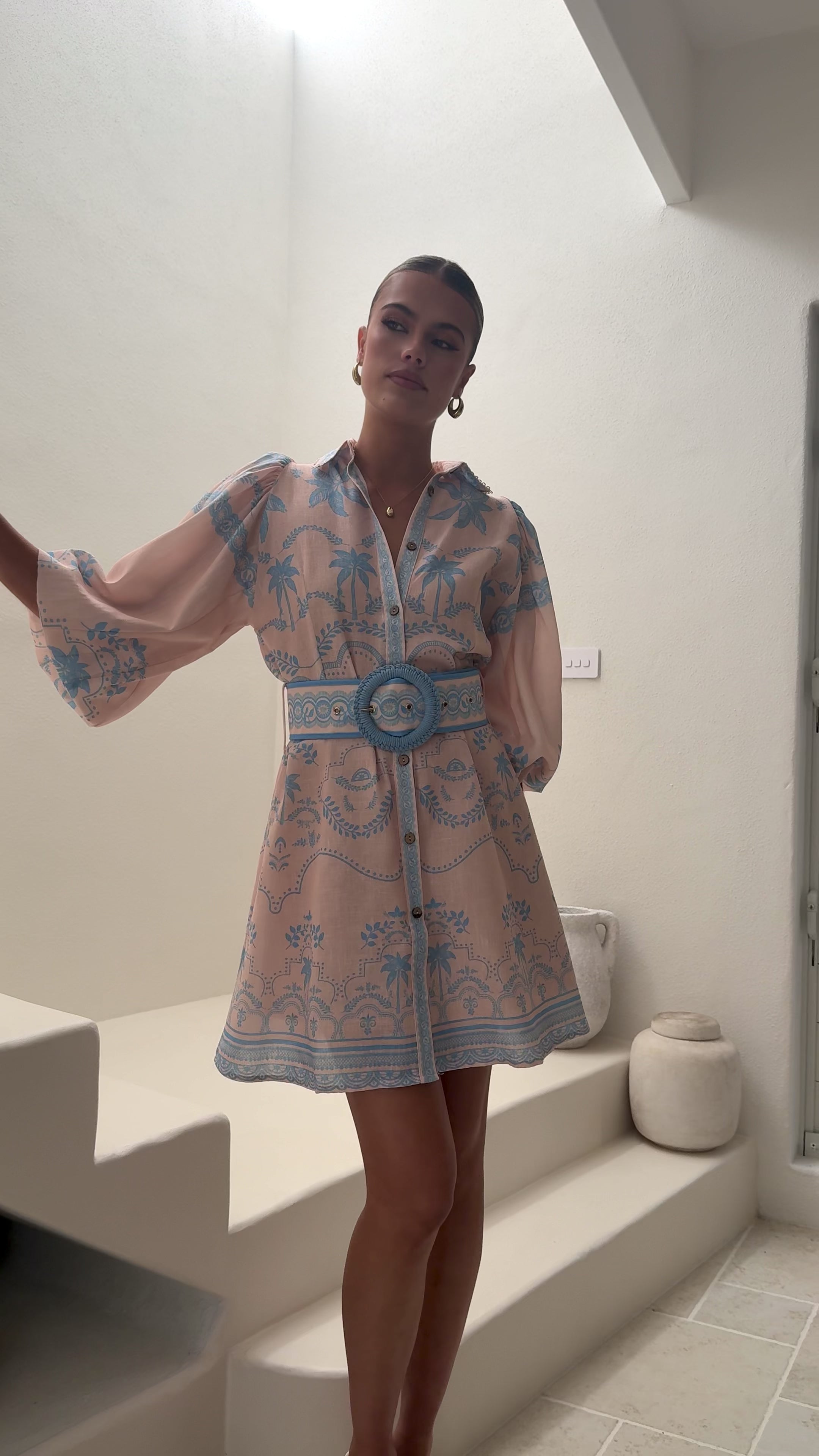 Xander Long Sleeve Mini Dress - Blue