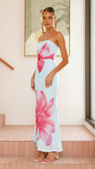 Brittani Strapless Maxi Dress - Blue/Pink
