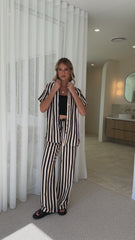 Josie Pants - Black/Beige Stripe
