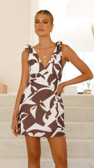 Delilah Mini Dress - Chocolate Print