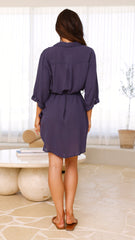 Vesper Short Sleeve Mini Dress - Navy