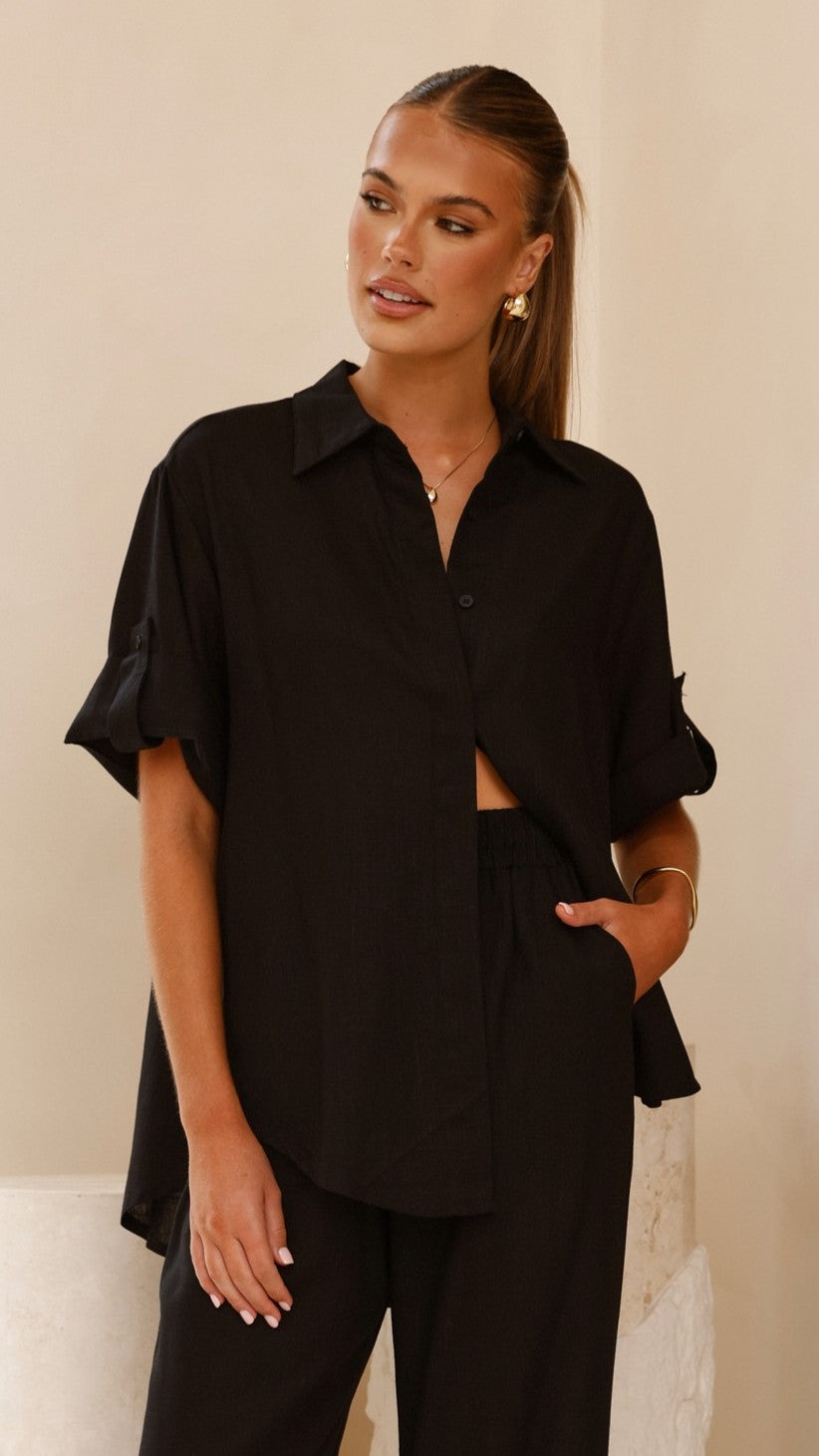 Vallerie Button Up Shirt - Black
