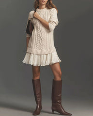 Apricot A-Line Sweater Dress