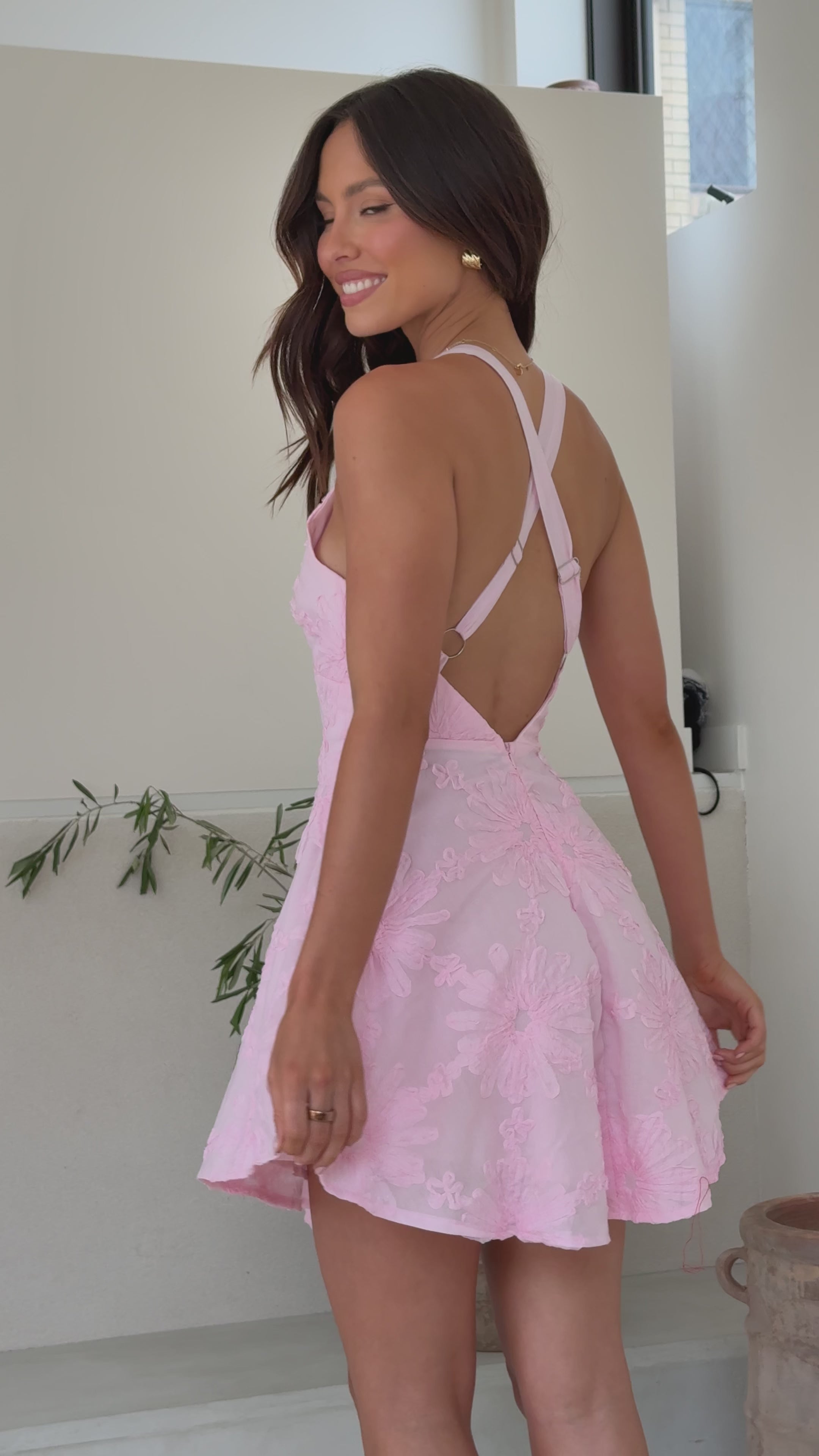 Zaidin Mini Dress - Baby Pink Floral