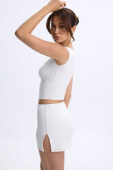Lyra-Mid-Rise Micro Mini Skirt in White