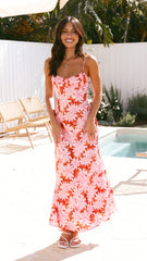 Margie Midi Dress - Pink/Red