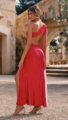 Halle One Shoulder Maxi Dress - Red