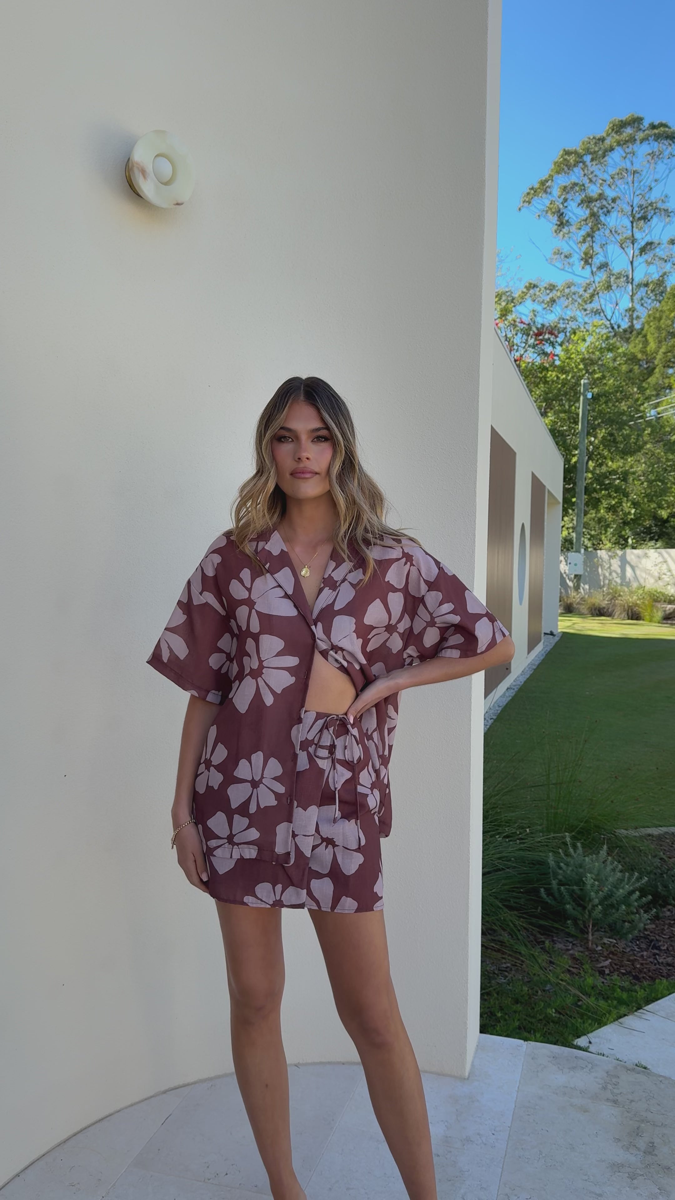 Abilene Wrap Skirt - Brown Daylillies