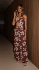 Toni Crop Top - Brown Daylillies
