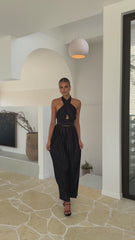 Frances Halter Neck Top - Black