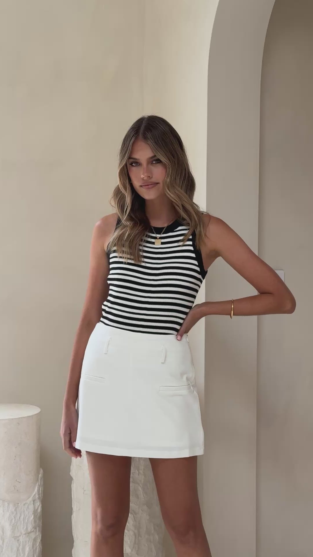 Stripe Ria Top - Black / White