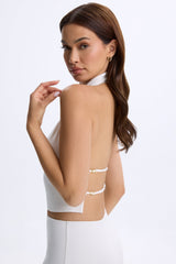 Mara-Cowl-Neck Open-Back Top in White