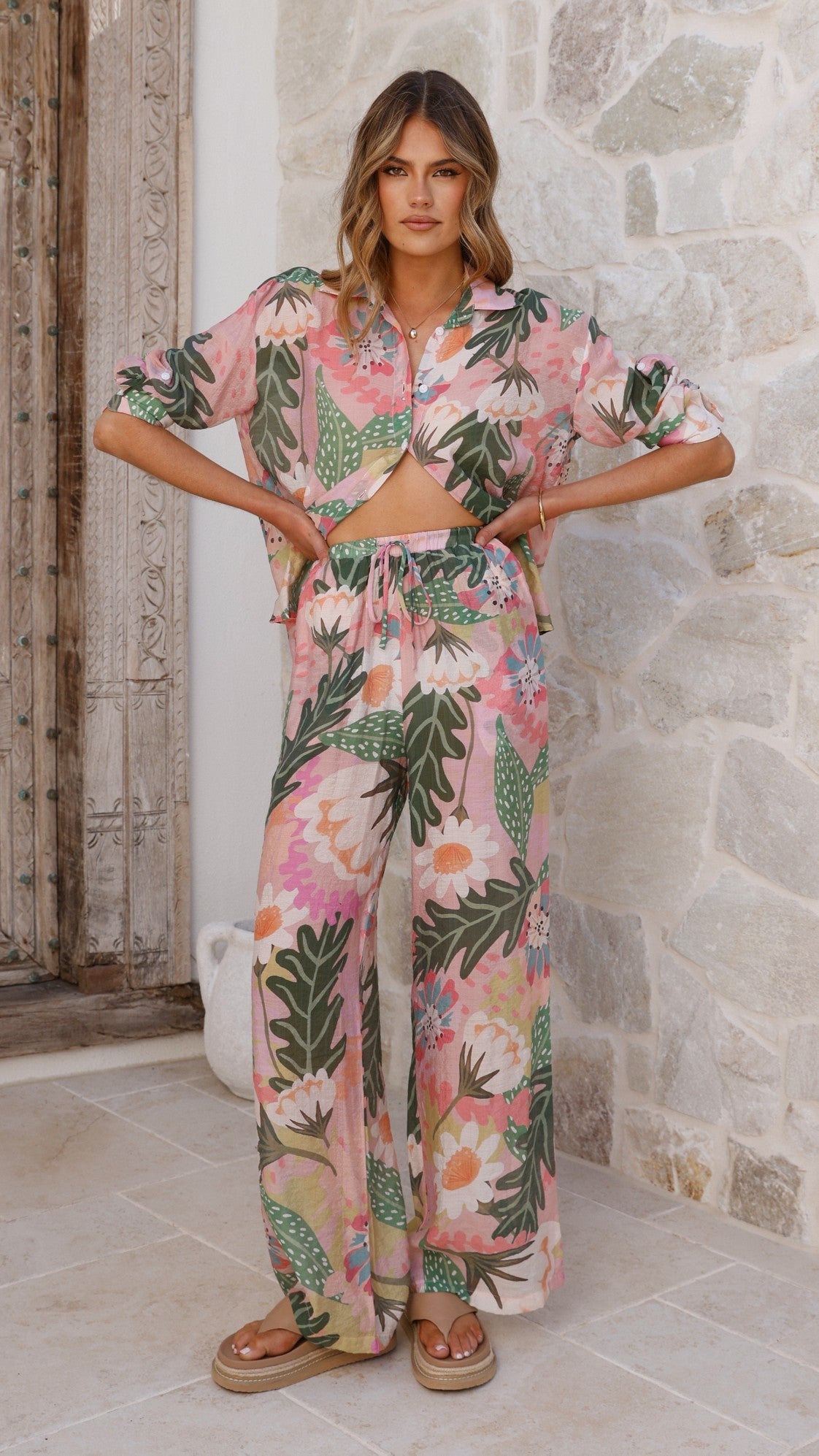 Xiana Button Up Shirt - Tropical Print