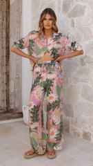 Xiana Button Up Shirt - Tropical Print