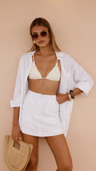 Charla Button Up Top - White