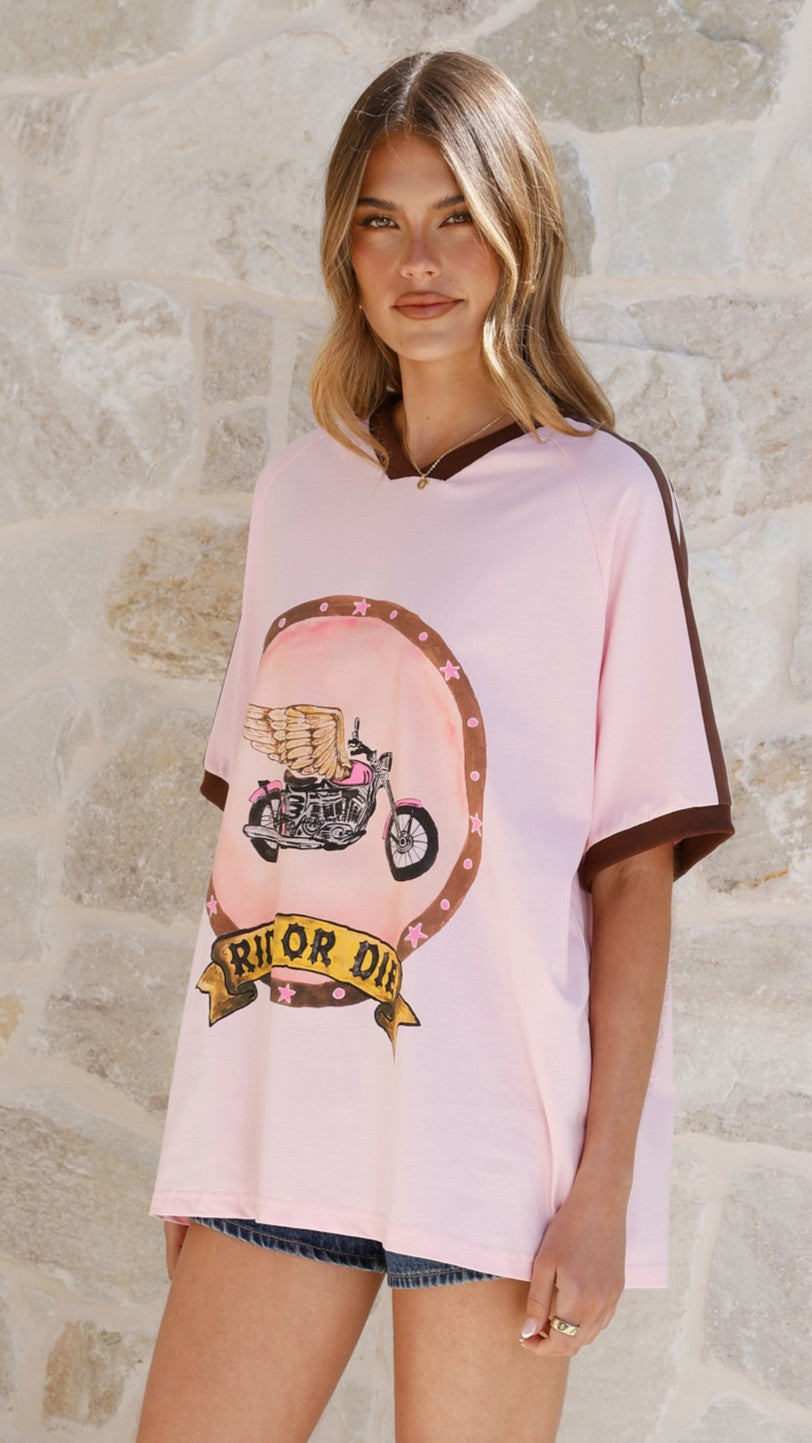 Avis Oversized Tee - Ride or Die Print