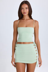 Francisca-Ruched Cut-Out Mini Skirt in Green