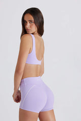 Soft Active Twist-Front Mini Shorts in Lilac