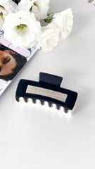 Lily Two Tone Rectangle Clip - Black/White