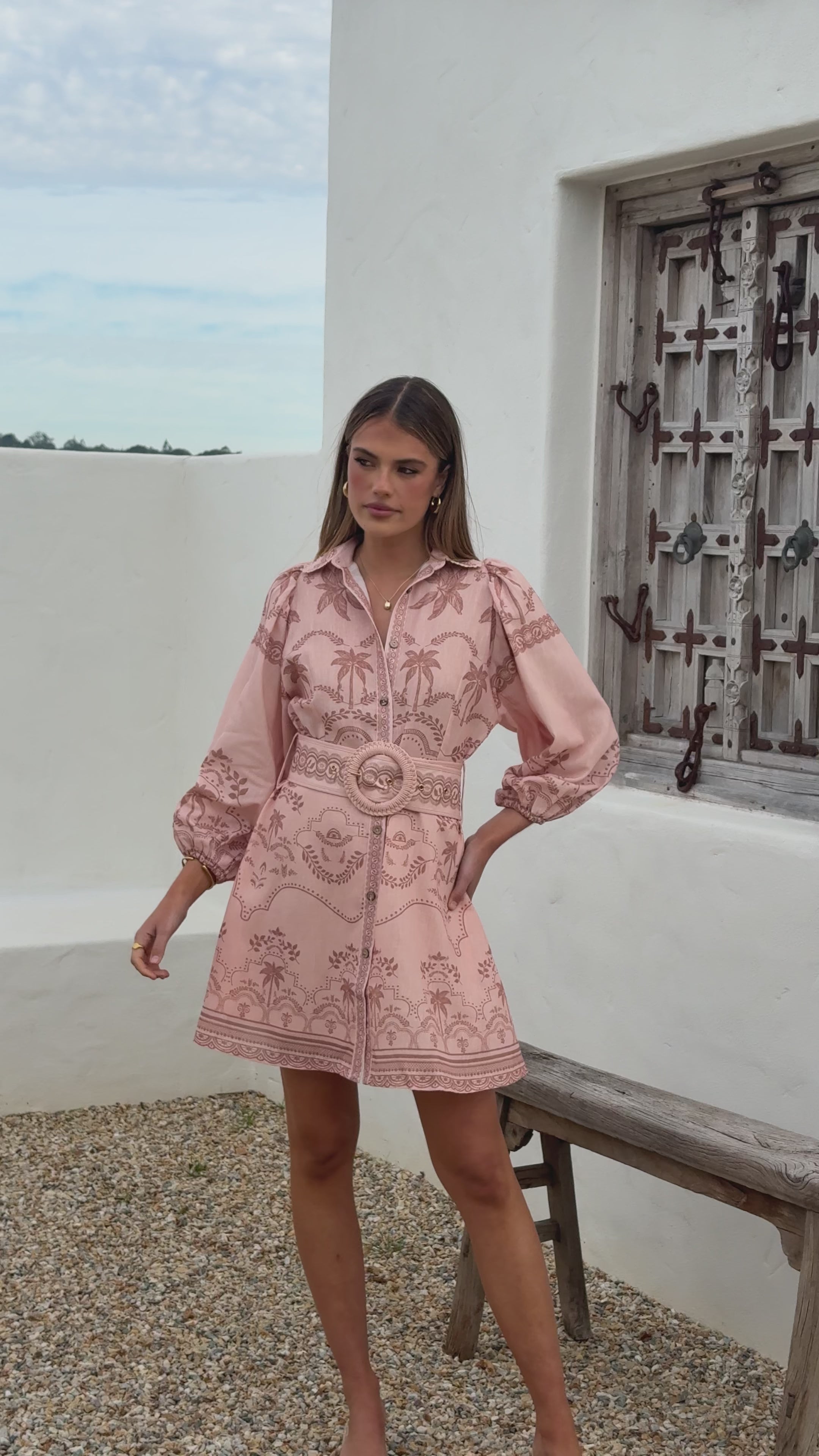 Xander Long Sleeve Mini Dress - Blush