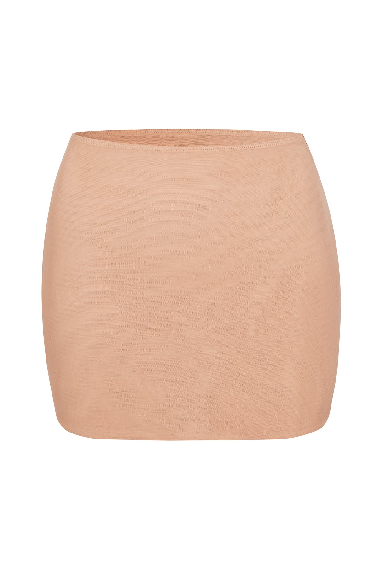 Intimates-Soft Mesh Low-Rise Micro Mini Slip Skirt in Warm Peach
