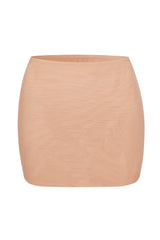 Intimates-Soft Mesh Low-Rise Micro Mini Slip Skirt in Warm Peach