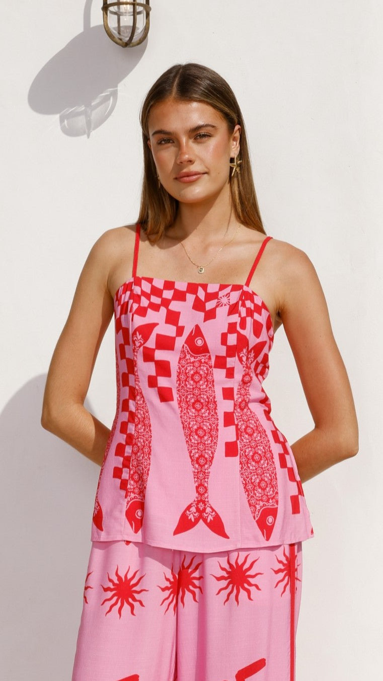 Kerra Top - Pink/Red Tide