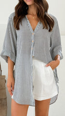 Lucia Shirt - Black/White Stripe