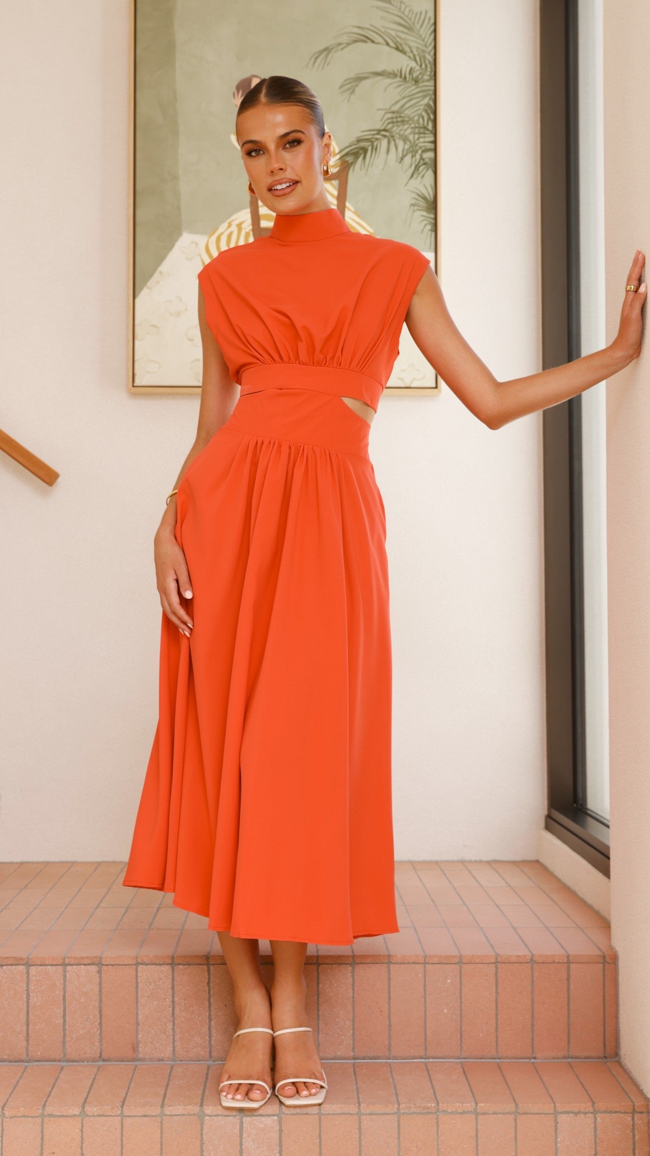 Maddison Midi Dress - Orange