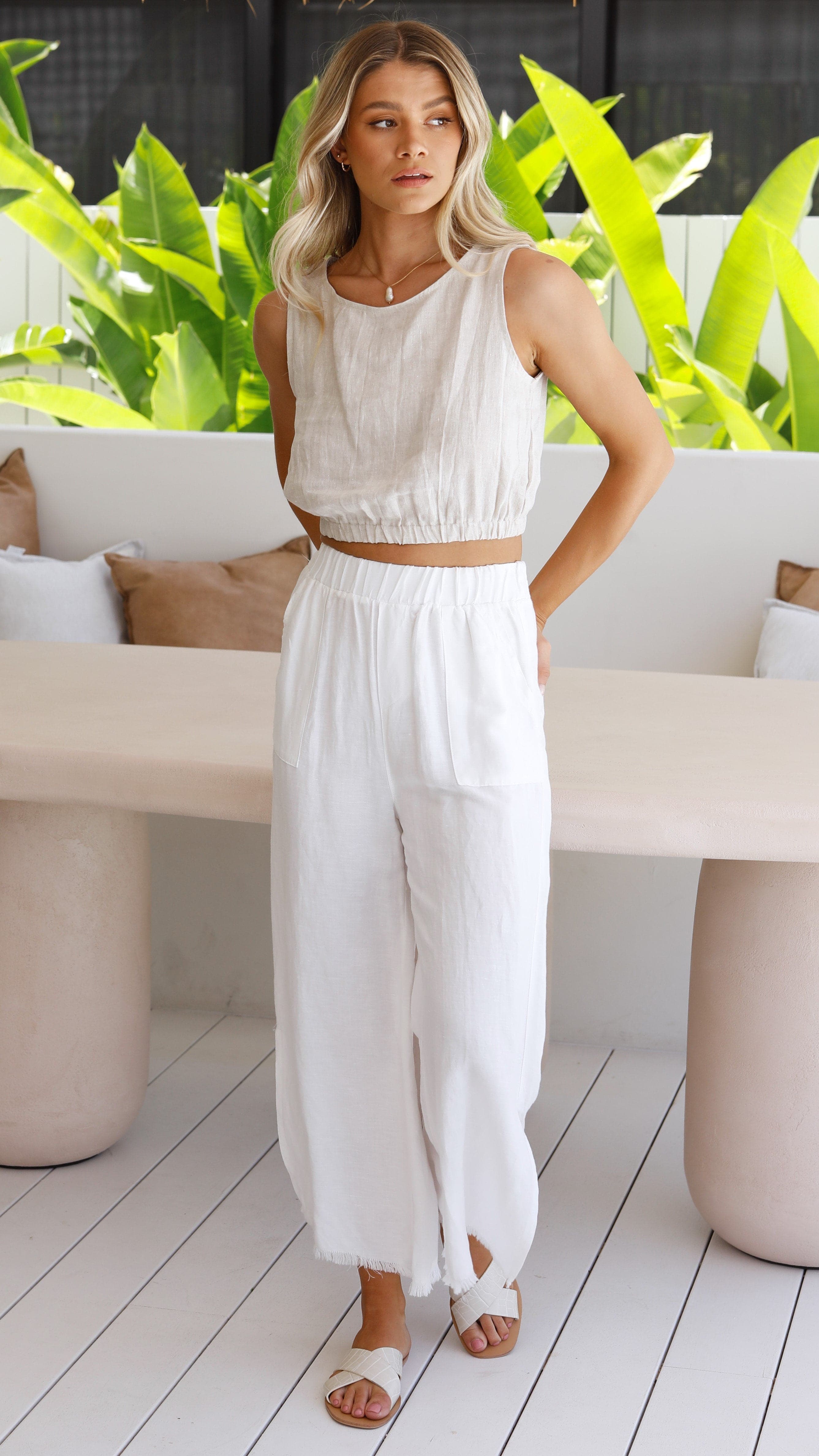 Aimee Linen Top - Oat