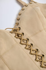 Bela-Lace-Up Top in Tan
