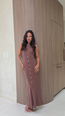Aylah Knit Midi Dress - Brown