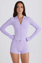 Soft Active Contrast Zip-Up Jacket in Lilac
