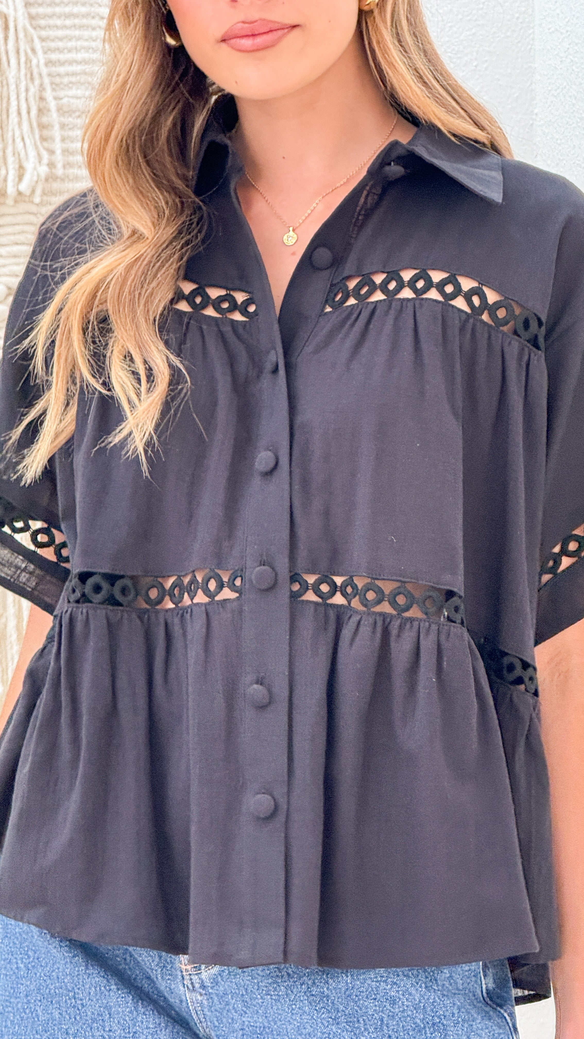 Azaria Button Up Shirt - Black