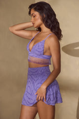 Luz-Embellished A-Line Mini Skirt in Purple