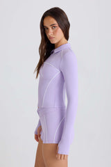 Soft Active Contrast Zip-Up Jacket in Lilac