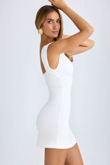 Leya-Modal Ruched A-Line Mini Dress in White