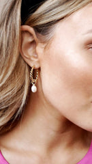 Twist Pearl Drop Earrings - Gold/Pearl