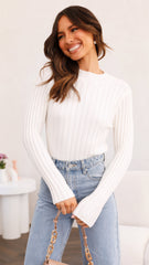 Imogen Long Sleeve Knit Crop - White