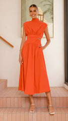 Maddison Midi Dress - Orange