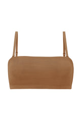 Intimates-Soft Mesh Bandeau Bra in Almond