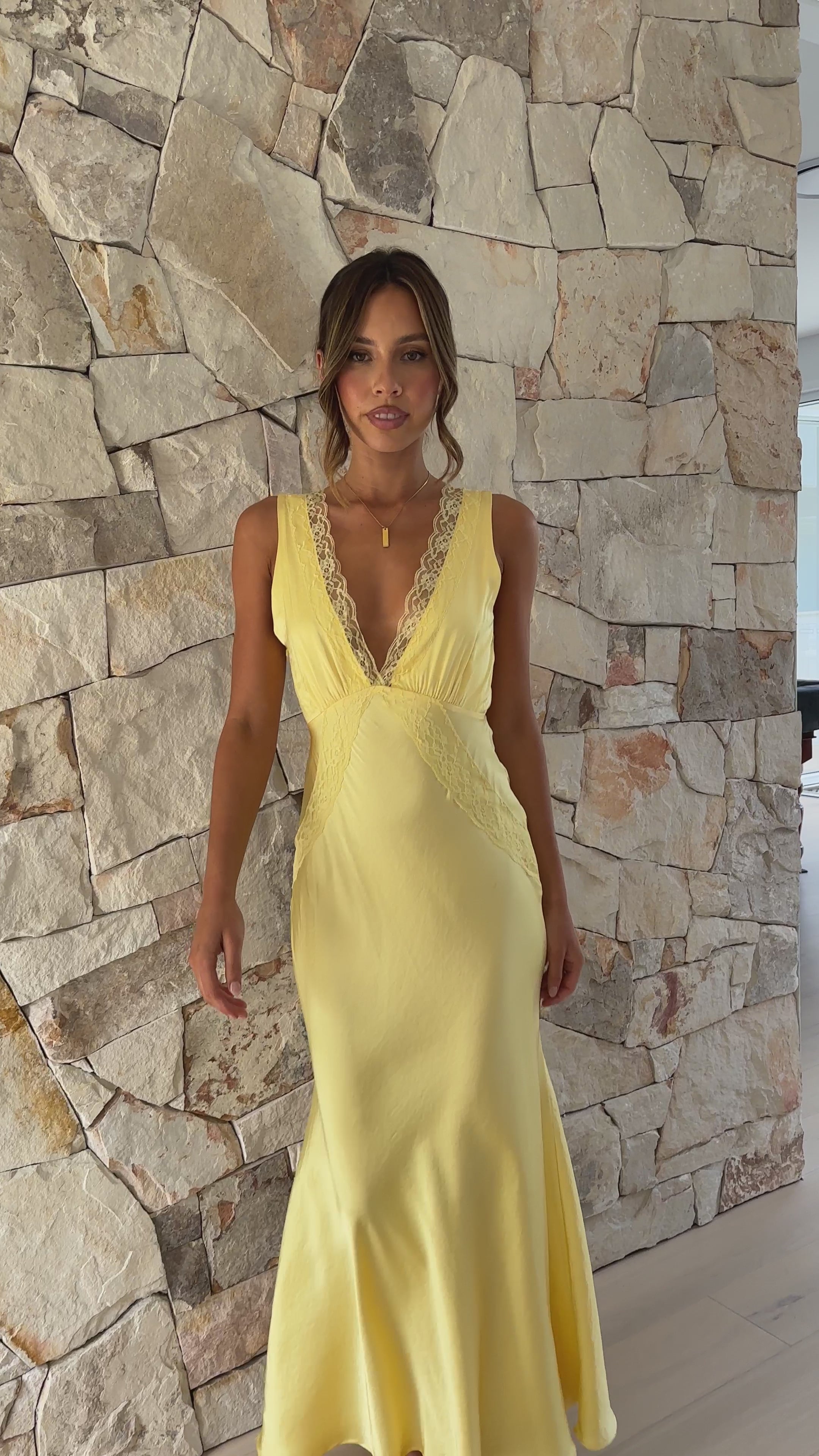 Basiano Maxi Dress - Yellow / Lace