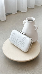 Bride To Be Satin Clutch - Silver