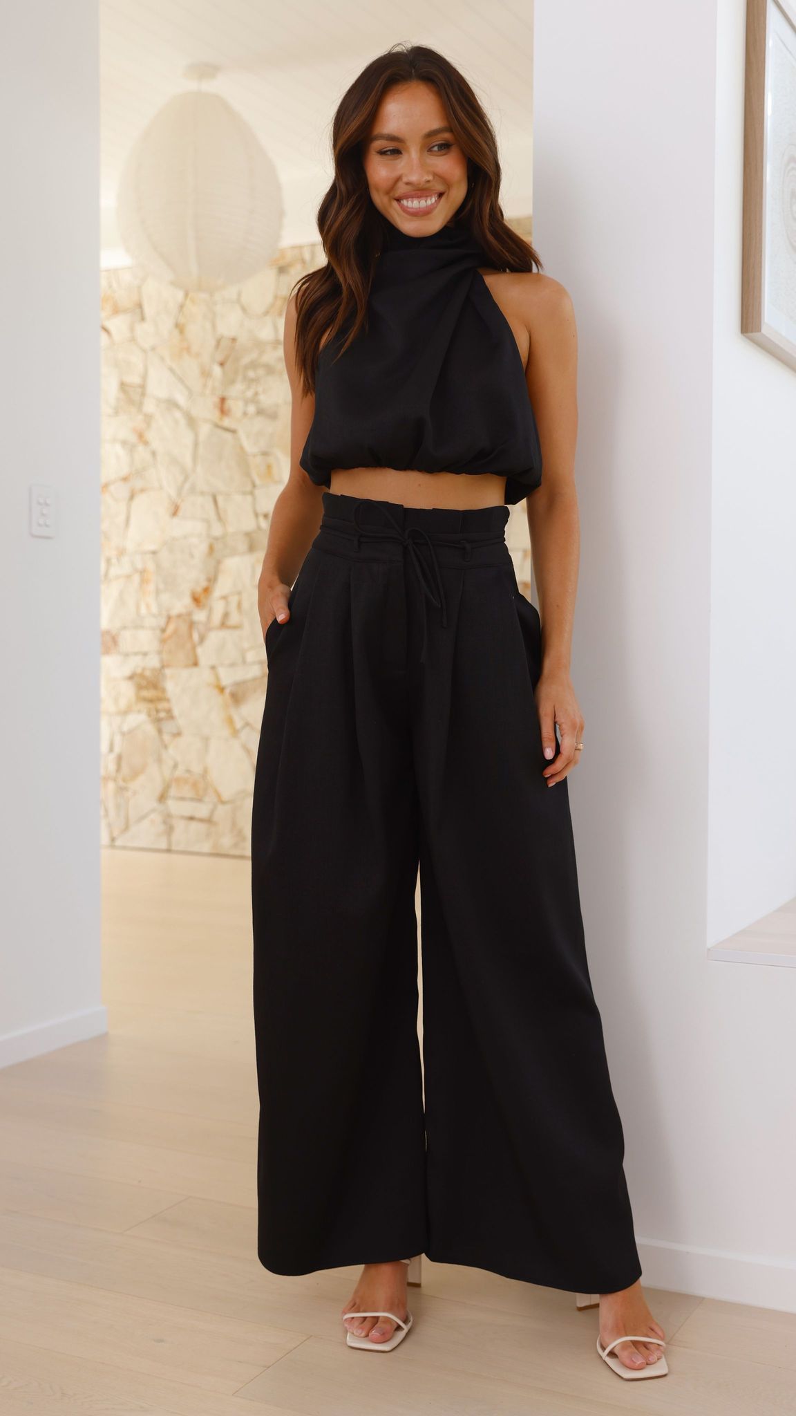 Melinda High Waist Pants - Black