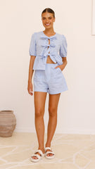 Belle Shorts - Blue Check