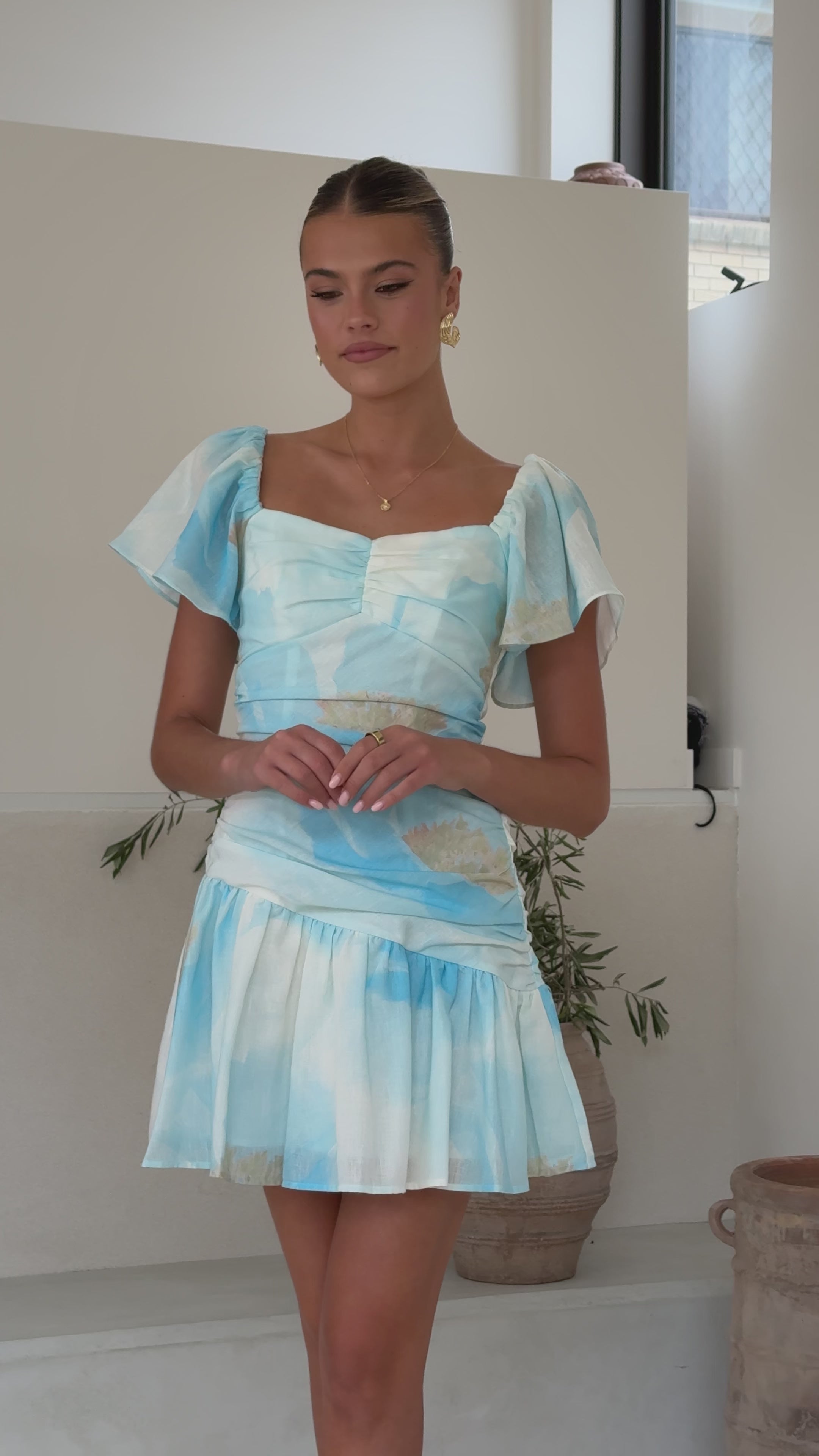 Laury Mini Dress - Blue Floral