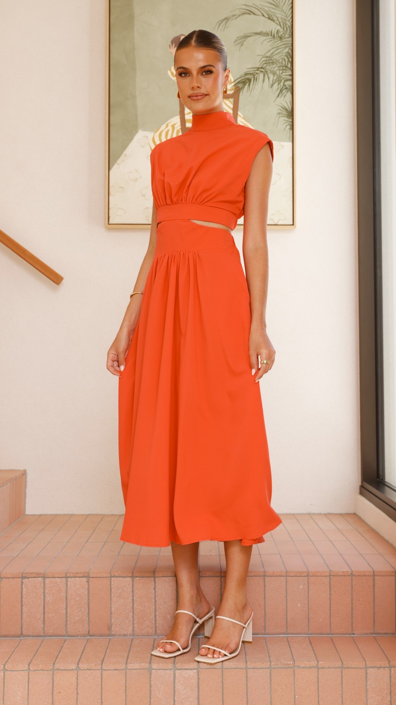 Maddison Midi Dress - Orange