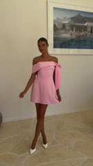 Halen Off Shoulder Mini Dress - Pink