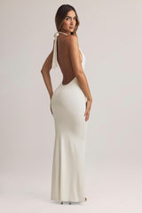 Hallie-Modal Halterneck Maxi Dress in White